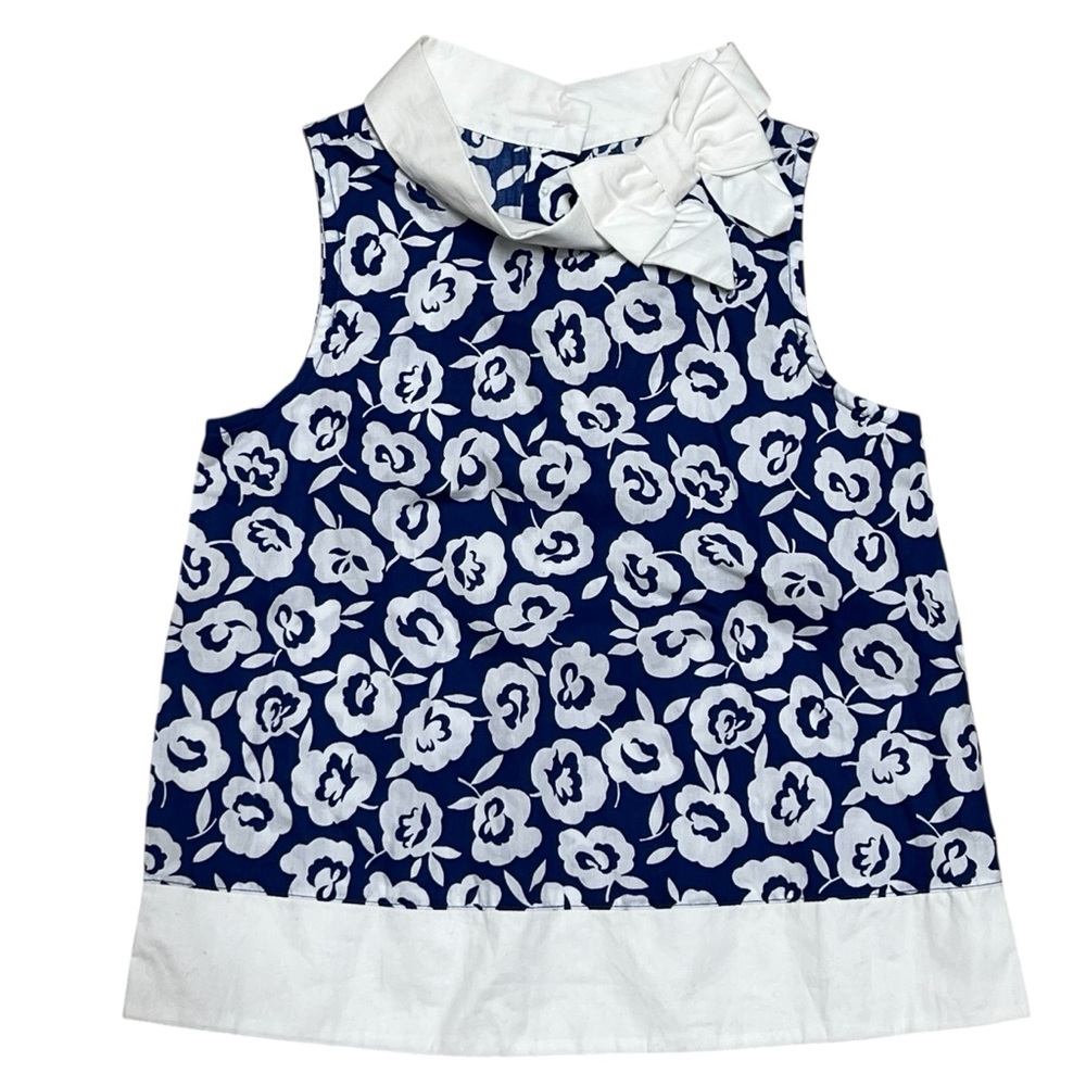 Janie and Jack Blue White Floral Sleeveless Top Size 6 NWT